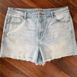 American Eagle Embroidered Daisy Mom Shorts
